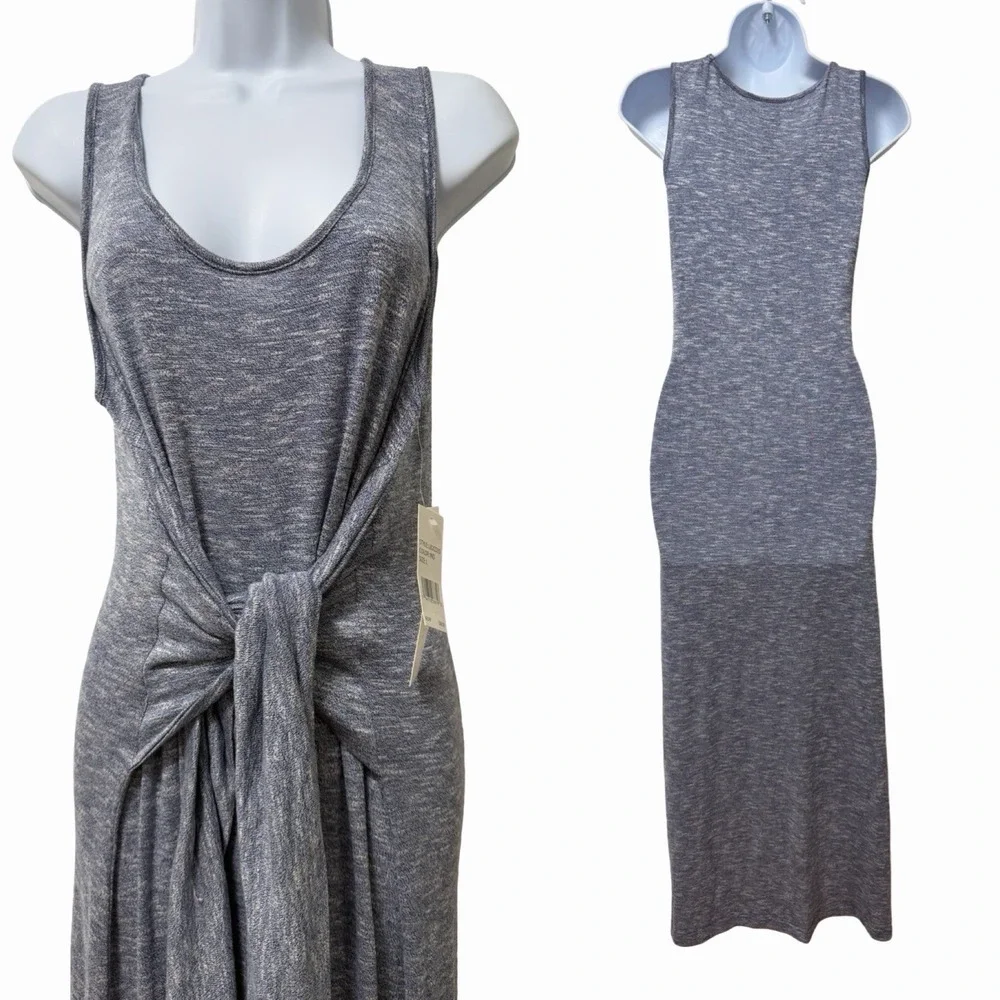LA BLANCA Beach Tie Up Knit Midi Tank Dress Size L‎ Blue Resort Vacay Cruise NEW